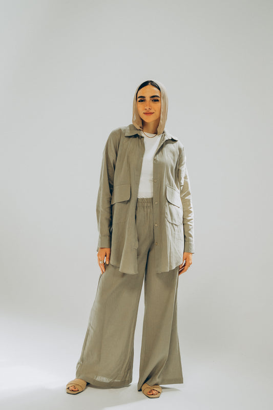 Safari Olive Linen Pants