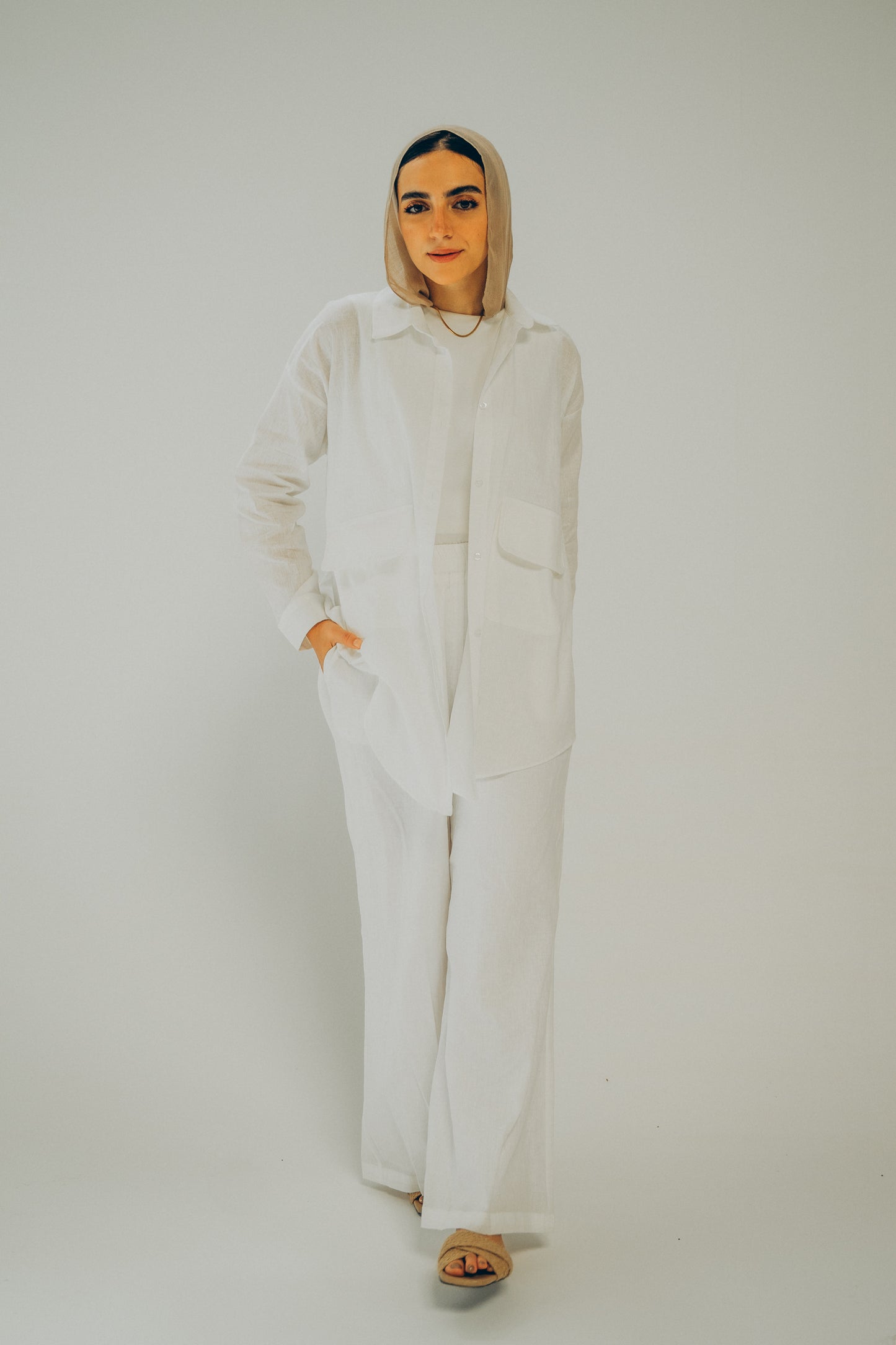 Safari White Linen Set