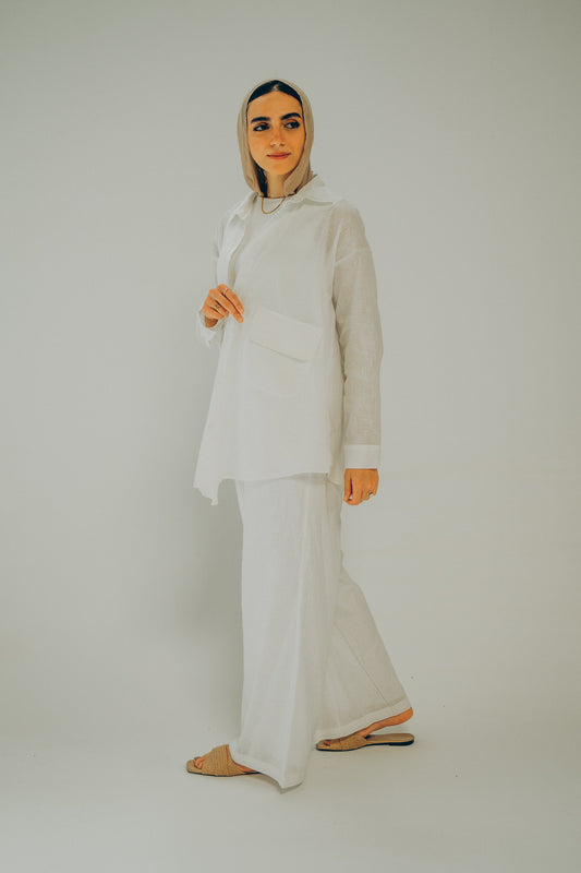 Safari White Linen Set