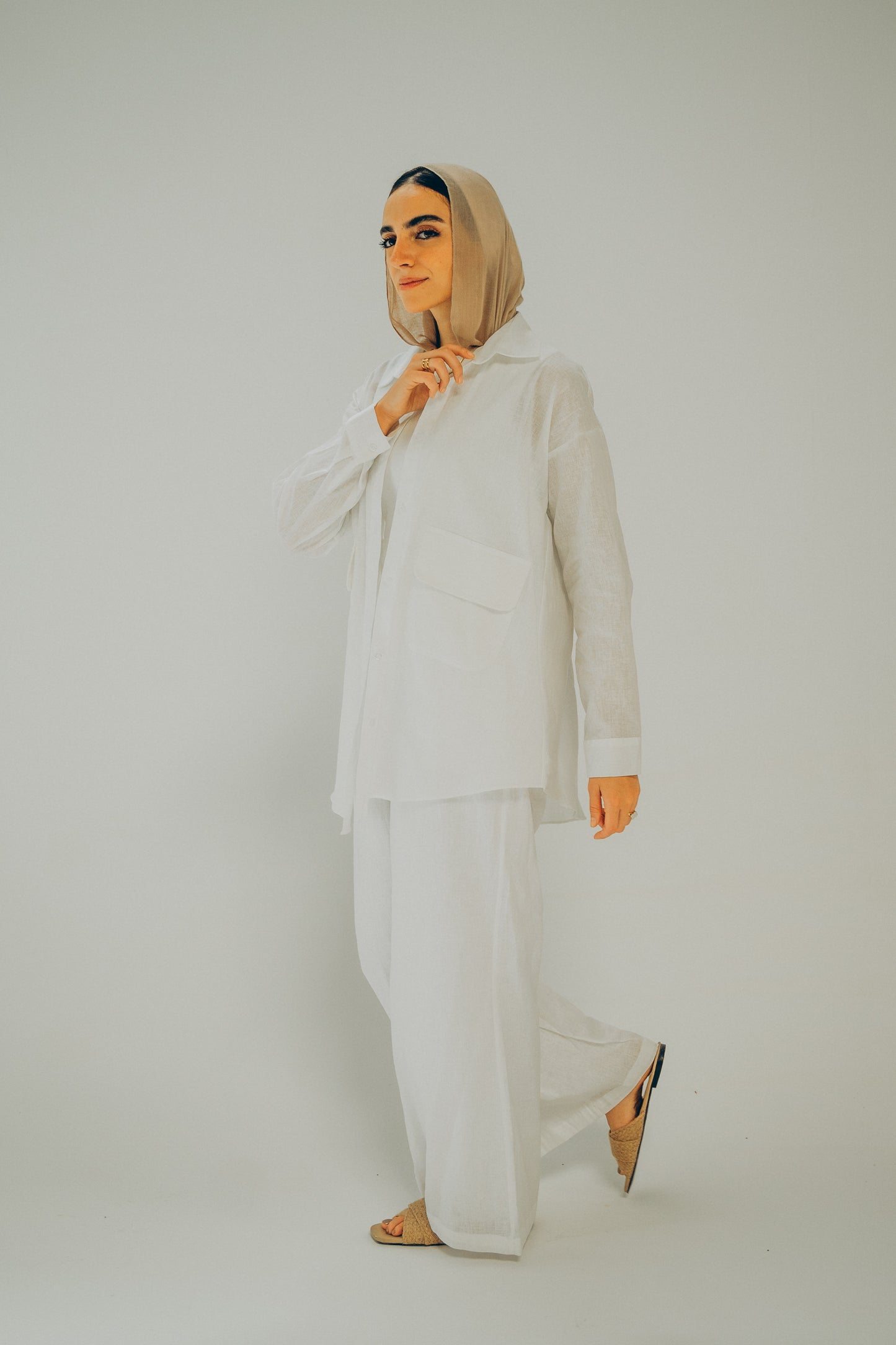 Safari White Linen Set